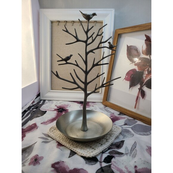 Silver Birds Tree Jewelry Stand Display Earring Necklace Holder Organizer - H020 - Picture 2 of 5
